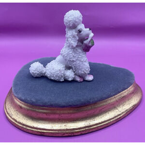 Vintage Spaghetti Poodle Dog Figurine Carrying a Basket Made In Japan